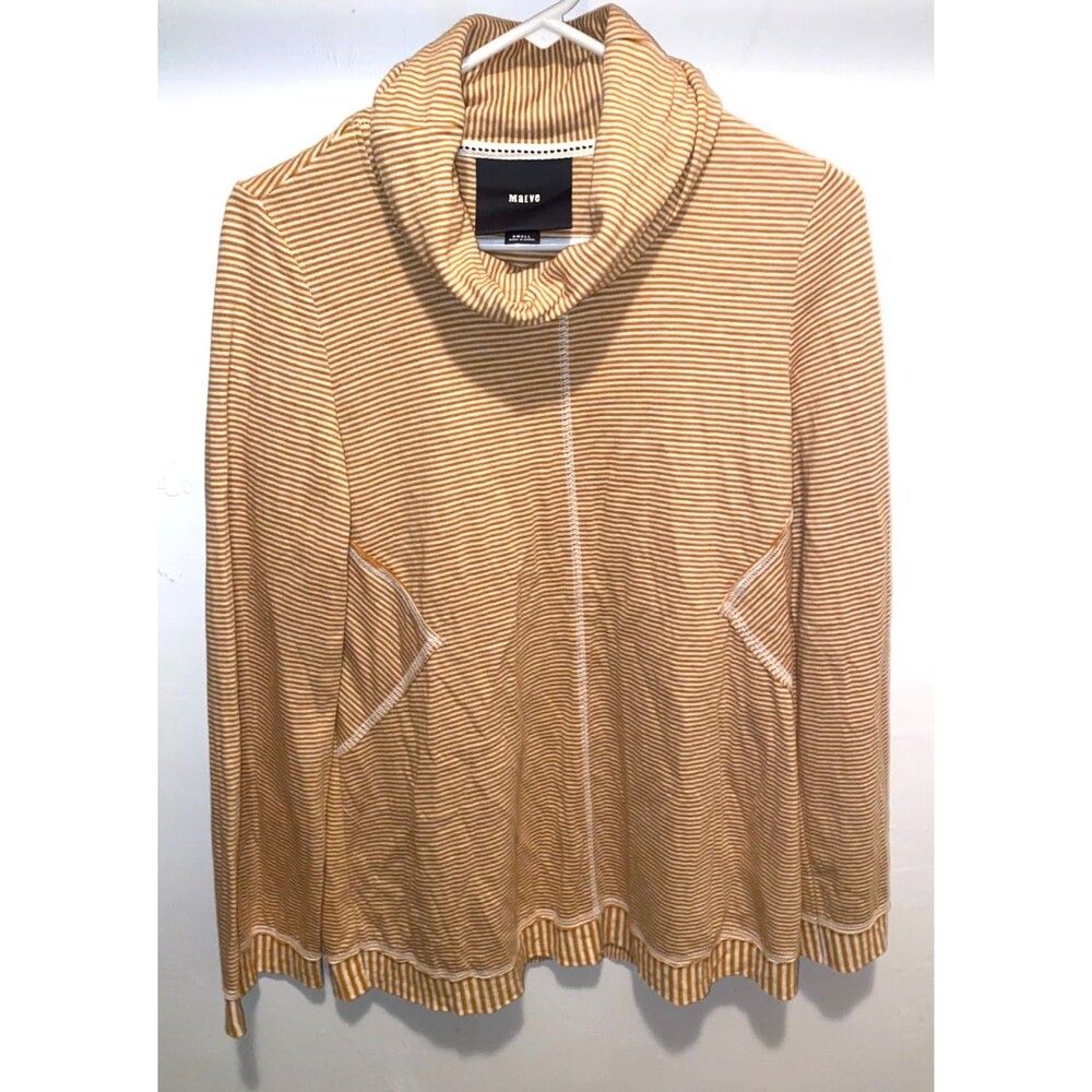 Anthropologie Maeve Sz S Orange White Striped Cowl Neck Tunic Top Cotton